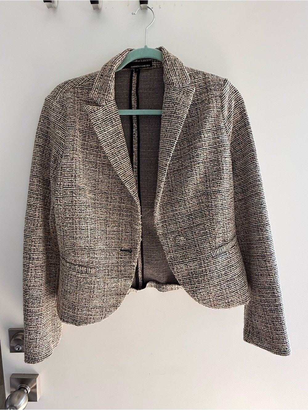 Women's Gray Tweed Blazer Jacket - Classic Tailored Fit